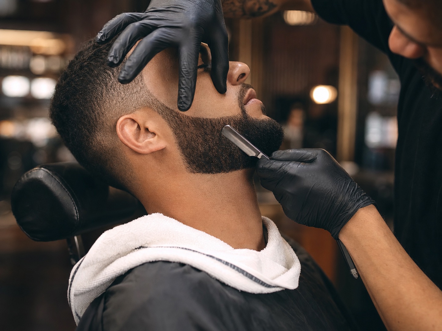 Delineado de barba con línea limpia