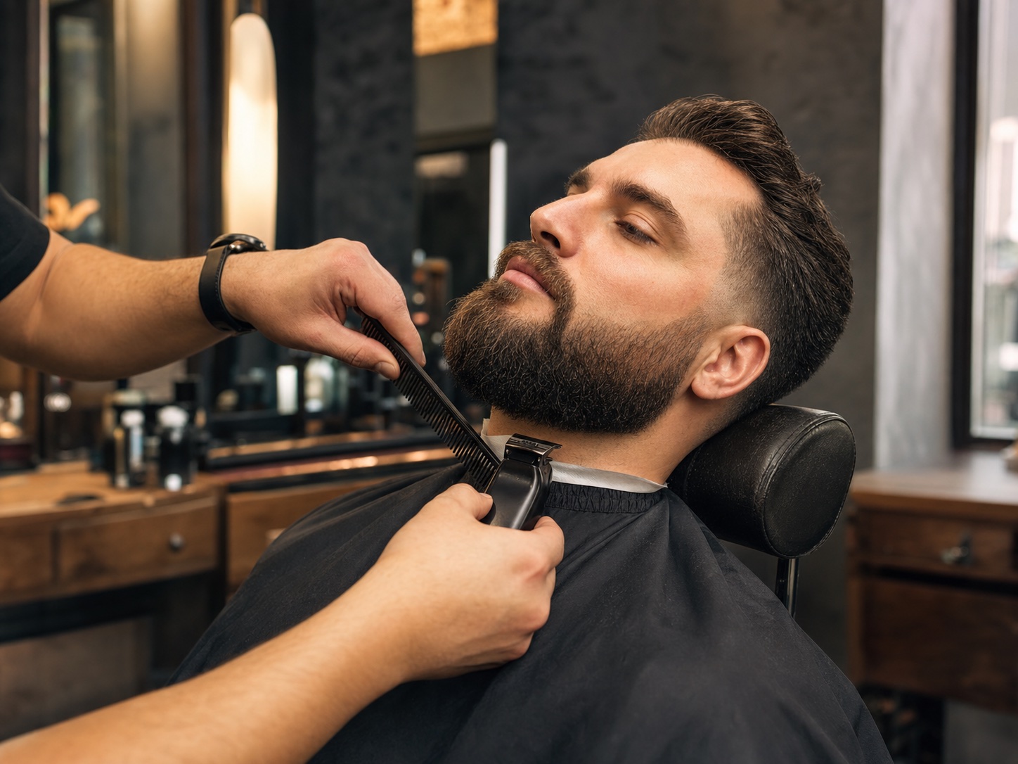 Barba definida con navaja